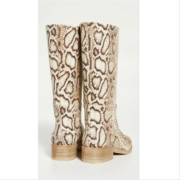 FREDA SALVADOR Julia Mid Calf BOOTS 6 36 Vanilla Snake Embossed LEATHER NEW $625 - Picture 5 of 10